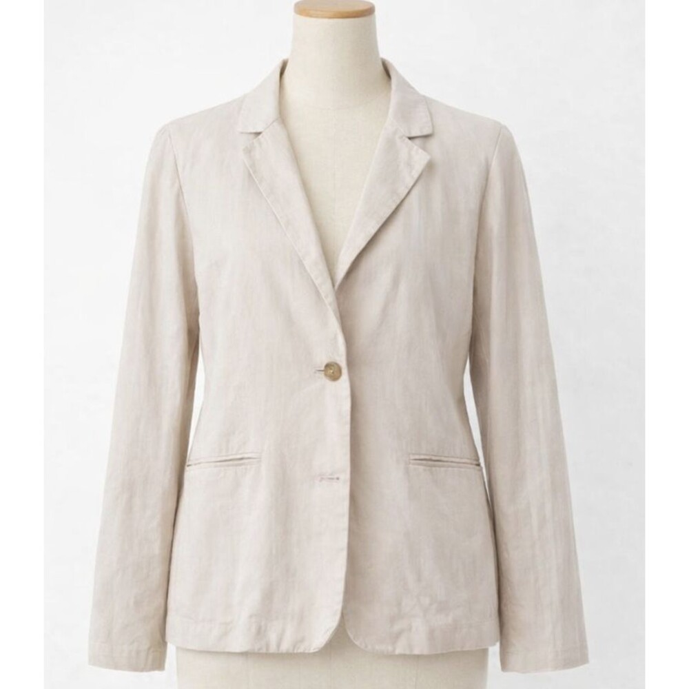 Evereve Blazer Womens Small Cream Brandi Linen Blend One Button Suit Coat Jacket